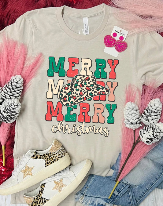 Merry Christmas cowboy hat tee