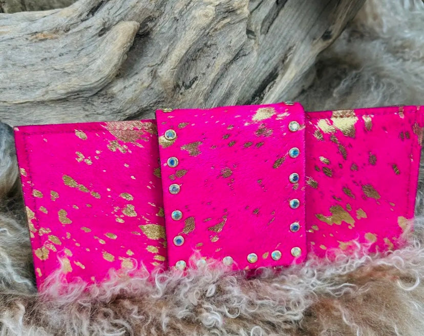 Pink leather wallet (large)